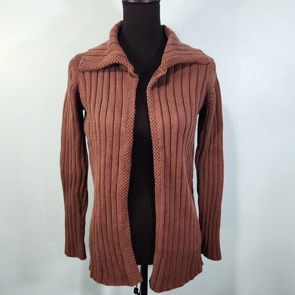 Zara Ribbed Brown Cardigan - Picture 1 of 7